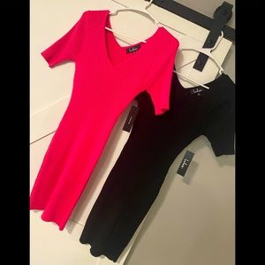 Lulus pink and black sweater dress size medium NWT
